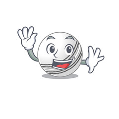 Wall Mural - Waving friendly cricket ball cartoon character design