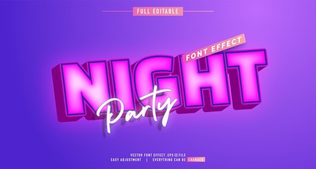 Wall Mural - premium text effect editable vector template, neon night style, modern look, with the effect of shining light, everything can be changed and adjusted according to the needs of the event and more