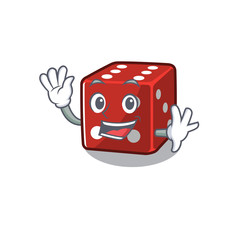 Sticker - Waving friendly dice cartoon with character design