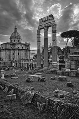 The Roman Forum, Black and White dramatic image.