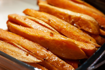 home made fresh healthy baked sweet potato sticks