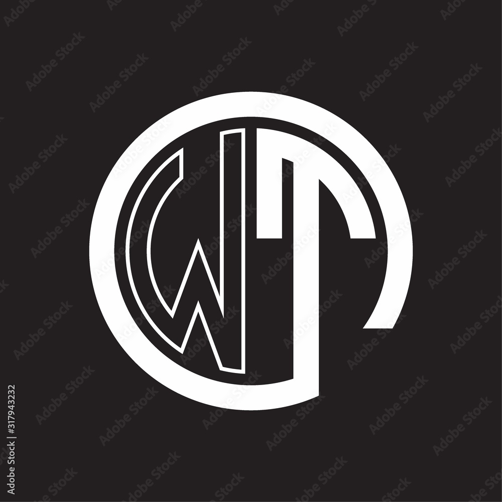 WT Logo with circle rounded negative space design template Stock Vector ...