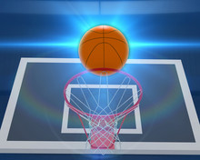 Futuristic 3d Illustration  Color Sports  Background From Basketball Backboard And Ball In Lines.  Basketball  Concept.