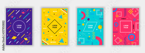 Fotomural Set of modern memphis style covers