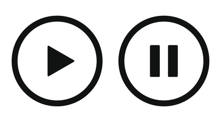 Wall Mural - play and pause icon symbol set. simple flat shape button. web and phone application audio or video c