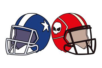 Poster - american football helmets on white background