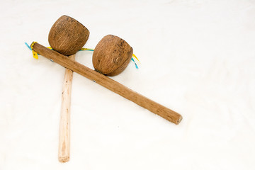 Agogo - traditional music instrument used in capoeira. Home made instrument.