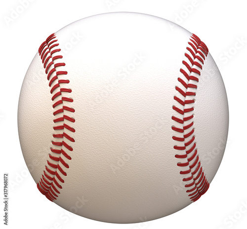 Baseball isolated on white background Wallpaper Mural