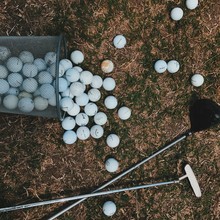HIGH ANGLE VIEW OF Golf Balls