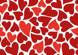 Fototapeta Tematy - Seamless pattern of simple red hearts isolated on white for wrapping paper or fabric. Hand drawn style. Vector illustration.