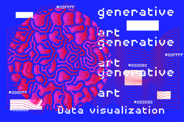 Aufkleber - Abstract background with generative art elements. Futuristic and glitched shapes in cyberpunk style, Data visualization concept.