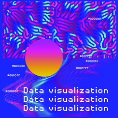 Aufkleber - Abstract background with generative art elements. Futuristic and glitched shapes in cyberpunk style, Data visualization concept.