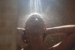 © amixstudio - Authentic naked blonde girl takes a shower, washes sexy body with water drops in bathroom, enjoys with eyes closed