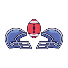 American Football Helmets And Ball Vector Design