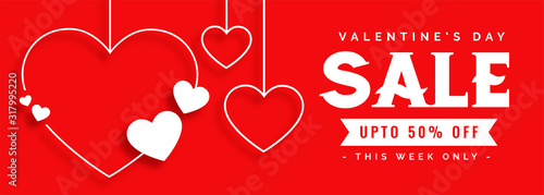 Cuadros en Lienzo elegant line style valentines day sale banner