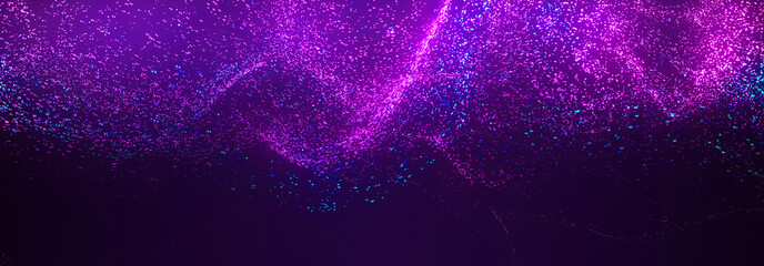 bright purple bokeh lights abstract background. flying violet particles or dust. vivid lightning. me