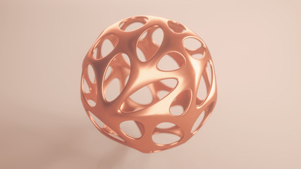 abstract glossy metal organic style 3d sphere. luxury rose gold background.