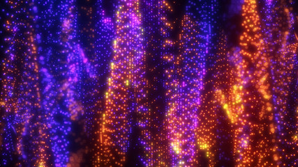 Wall Mural - bright wavy background. glowing dots and lines. neon light. wave element for design. smooth particle