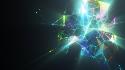 Wall Mural - lines connected triangles. network sphere system. digital data plexus technology construction. conne