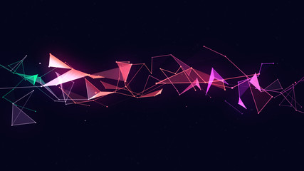 Wall Mural - lines connected triangles. network sphere system. digital data plexus technology construction. conne