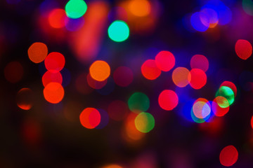 Wall Mural - Abstract Colorful Bokeh Background. Festive illumination texture.