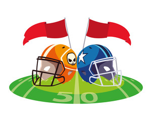 Sticker - american football helmets on stadium grass