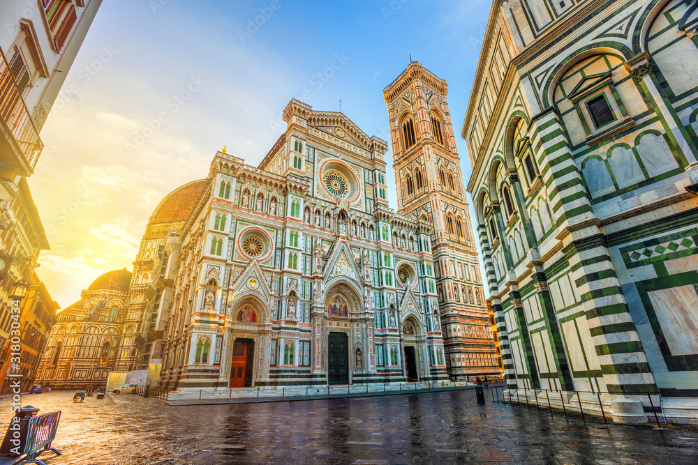 Cathedral of Florence in Piazza del Duomo, Florence, Italy - obrazy, fototapety, plakaty 