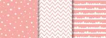 Pink Seamless Pattern Set For Baby Girl Design Cute Sweet Background Collection Wallpaper Textile Fabric