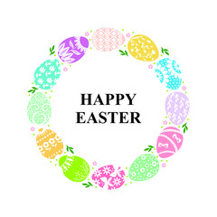 Poster - Easter decorative round frame of eggs