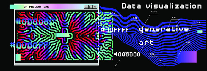 Aufkleber - Abstract Visualization of data and information in graph form. Conceptual 3D illustration of futuristic technology, complex systems and calculations.