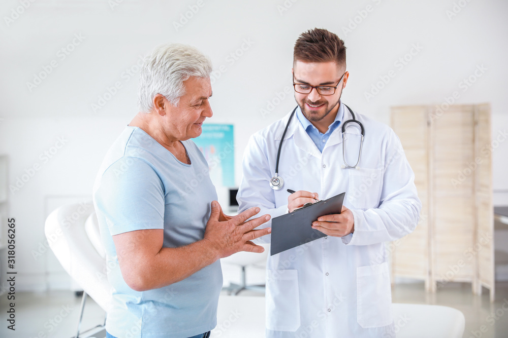 Mature man visiting urologist in clinic