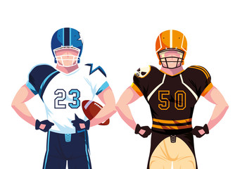 Wall Mural - men players american football on white background