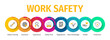 Work Safety Banner With Icon. Work Safety Flat Vector Icons. Work Safety Vector Background with Icons.