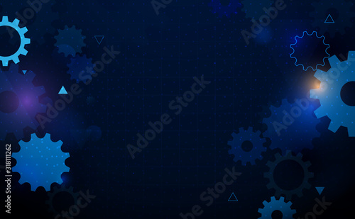 Abstract gear wheel geometric with technology hi-tech futuristic concept back...