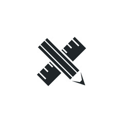 Poster - Pencil and ruler icon template color editable. Pencil and ruler symbol vector sign isolated on white background illustration for graphic and web design.