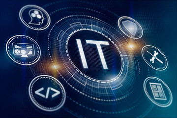 it. information technology concept. tech icons illustrtion. futuristic bakground.