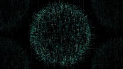 Wall Mural - abstract spherical shapes appear and evolve then fade to black