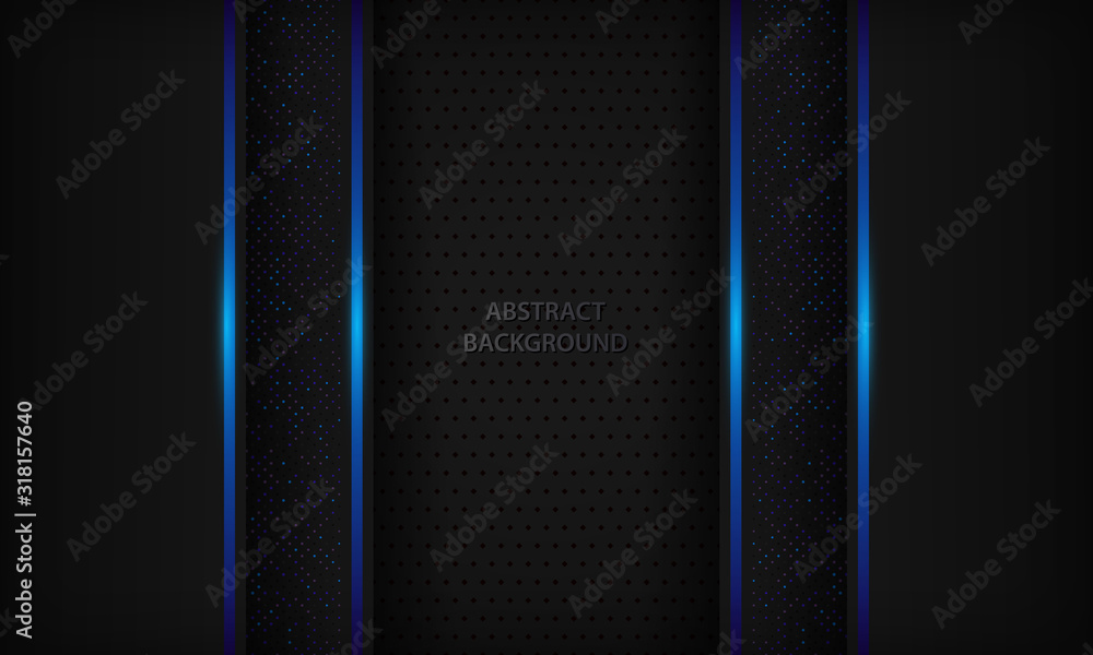 Dark diagonal abstract background with blue light lines and purple ...