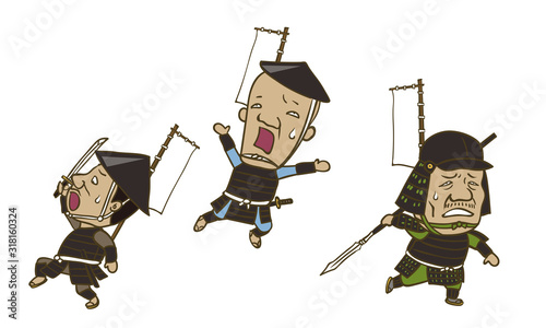 日本の戦国武将 イラスト 逃げる足軽隊 Wall Mural Wallpaper Murals Area87 日本の戦国武将 イラスト 逃げる足軽隊 Wall Mural Wallpaper Murals Area87
