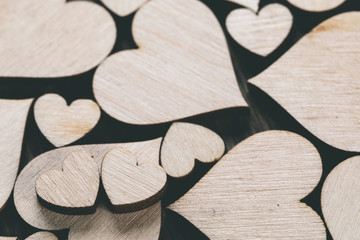 Sticker - Wooden hearts background