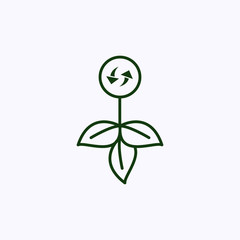 Flower icon with a garbage recycling symbol