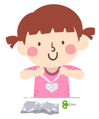 Wall Mural - Kid Girl Foil Jewelry Necklace Scissors