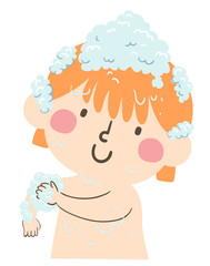 Poster - Kid Toddler Girl Arm Scrub Bathing Illustration