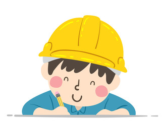 Poster - Kid Boy Construction Engineer Write Illustration