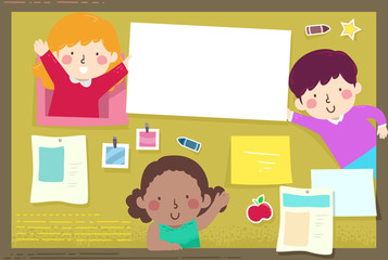 Sticker - Kids Bulletin Board Posts Illustration