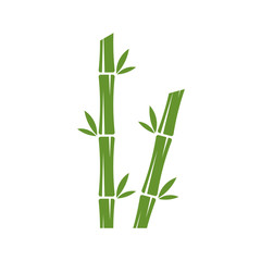  Bamboo logo template. Green bamboo trees vector design. Bamboo stem logotype