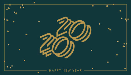 Wall Mural - Happy New Year 2020 logo text design. Cover of business diary for 2020 with wishes. Brochure design template, card, banner. Vector illustration. Elegant, premium & luxury. Isolated on green background