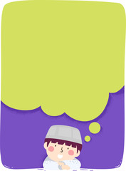 Sticker - Kid Boy Muslim Day Dream Illustration