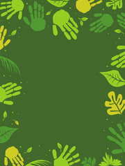 Sticker - Hands Nature Green Frame  Background Illustration