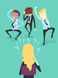 People Work Reverse Charades Game Illustration